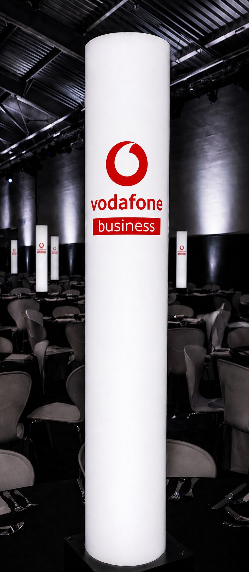 Vodafone Business illuminated branded pillar